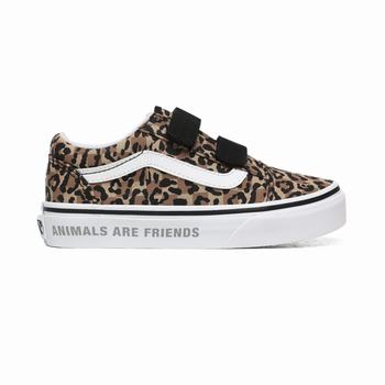 Detske Tenisky Vans Animal Checkerboard Old Skool V (8-14+ years) Leopard/Čierne VA72YKAUE